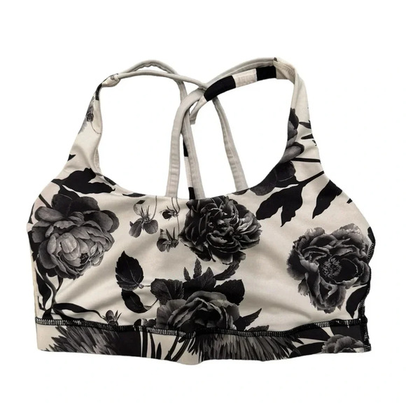 lululemon athletica Other - Lululemon Black and White Floral Strappy Sports Bra